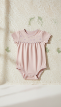 Blush Cotton Onesie with Scalloped Edges