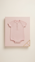 Blush newborn romper with envelope neckline