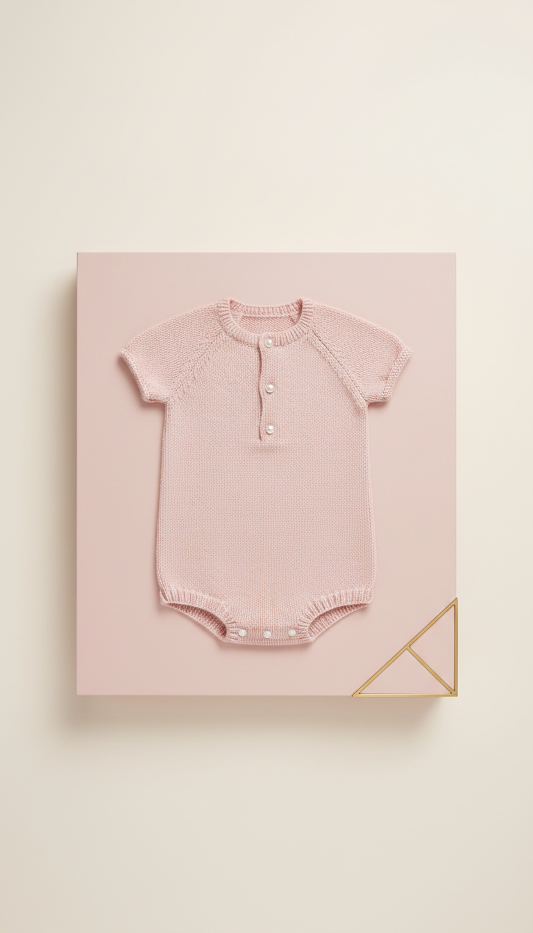 Blush newborn romper with envelope neckline