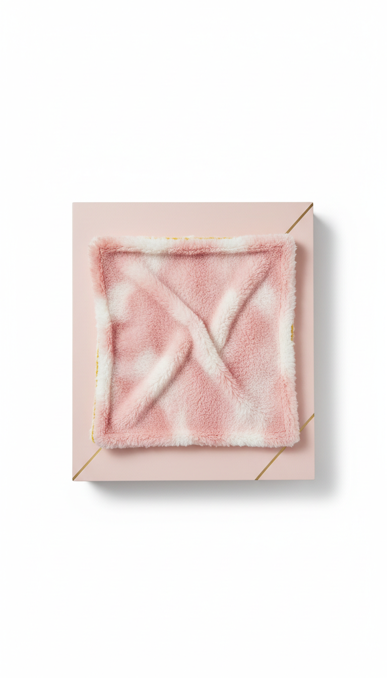 Soft plush baby blanket with gold trim