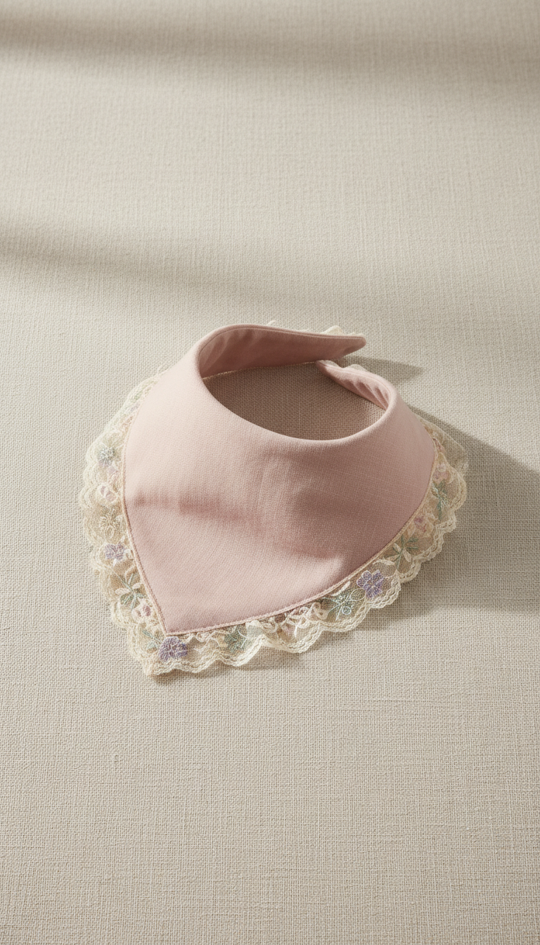 Lace-Trimmed Bib in Heirloom Blush