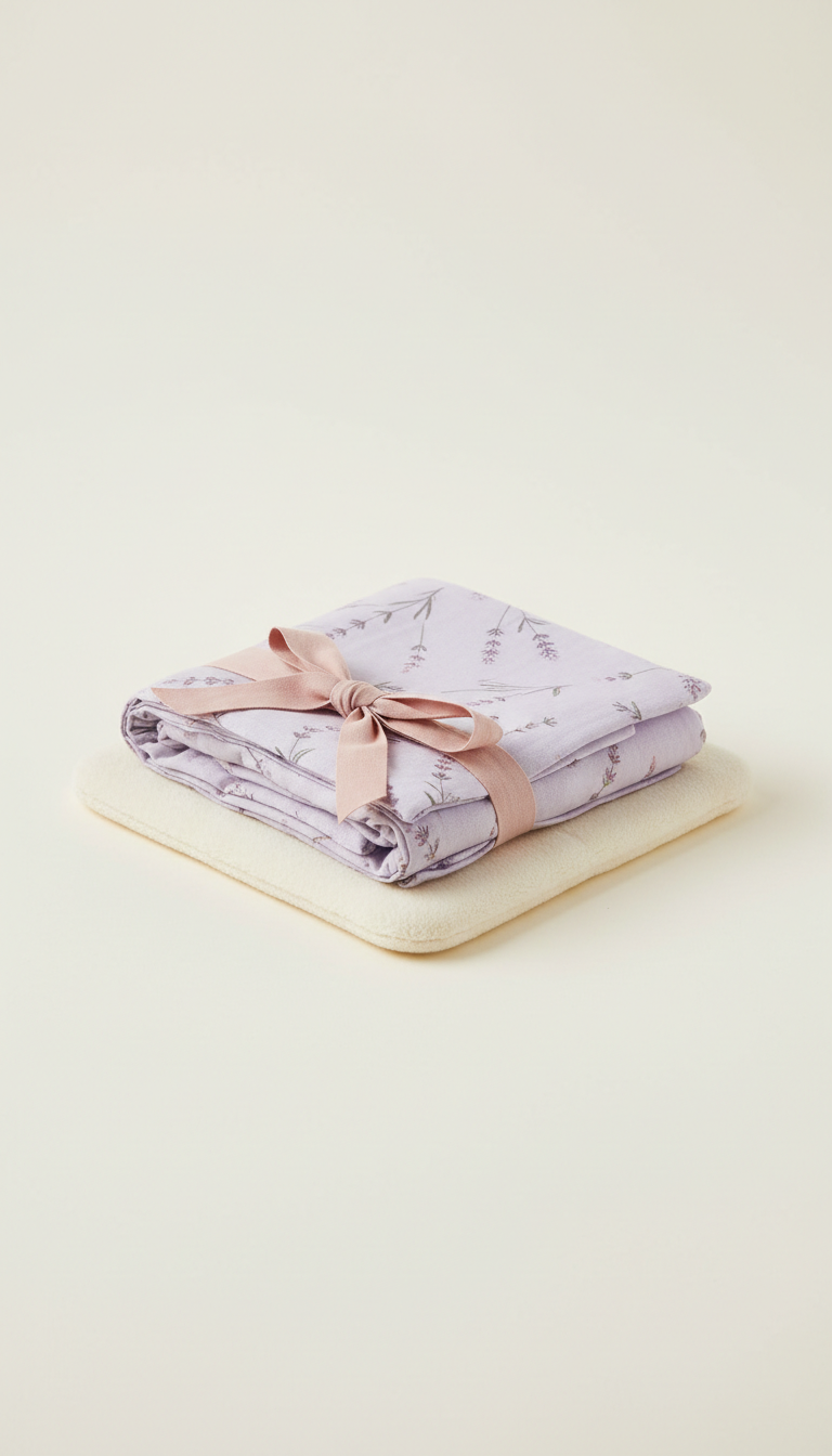 Lavender Bloom Organic Swaddle with Ribbon